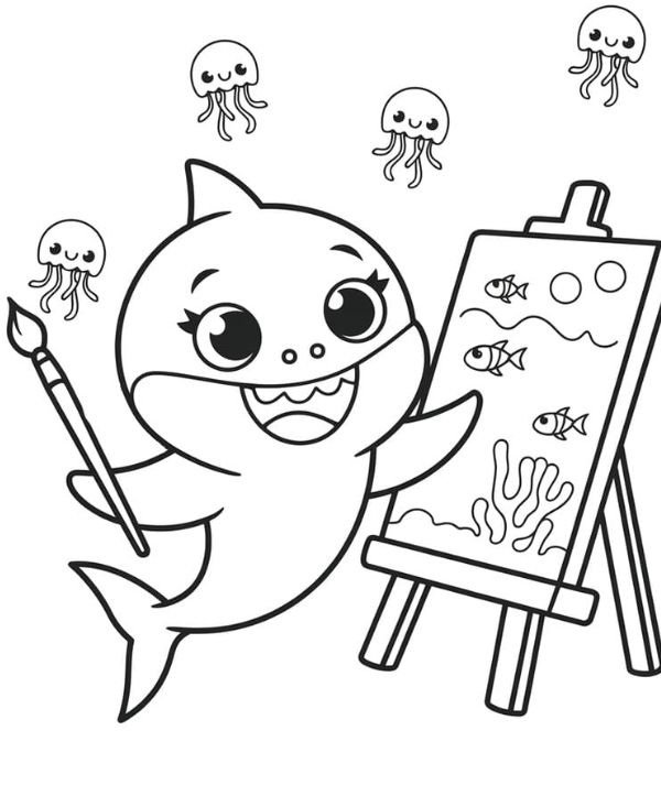 tô màu baby shark 3