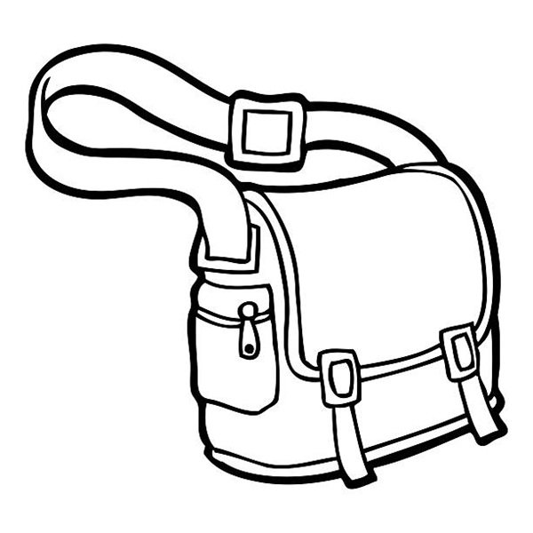 bag line vector illustration, isolated on white background. Top view