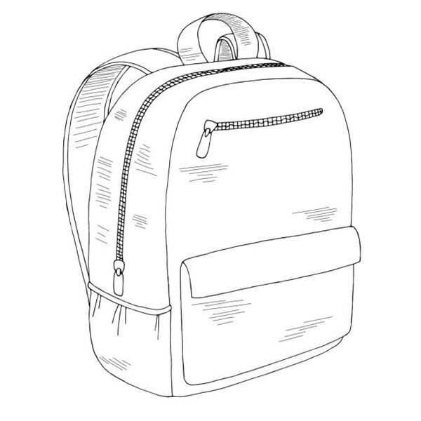 Backpack graphic black white isolated sketch illustration vector