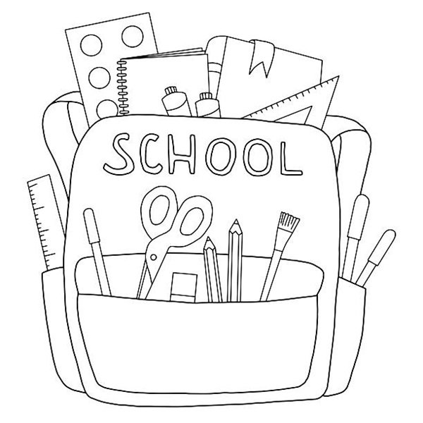 School backpack graphic black white isolated sketch illustration vector