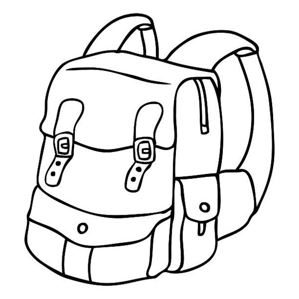 backpack line vector illustration, isolated on white background,top view