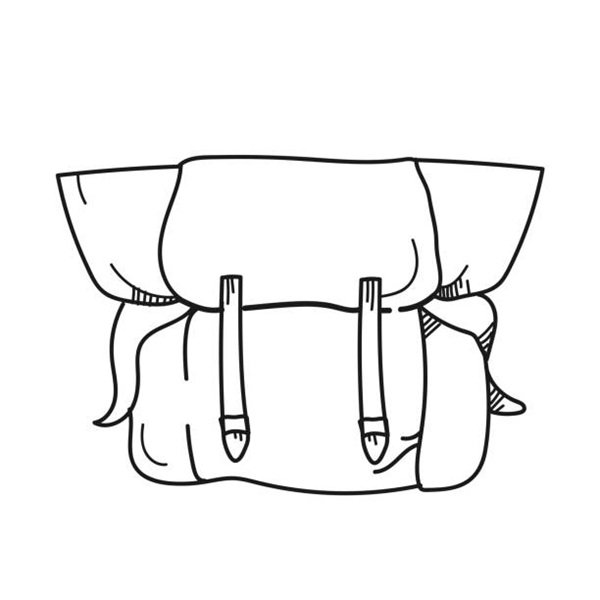 Drawing bag illustration on a white background.Black and white color line art