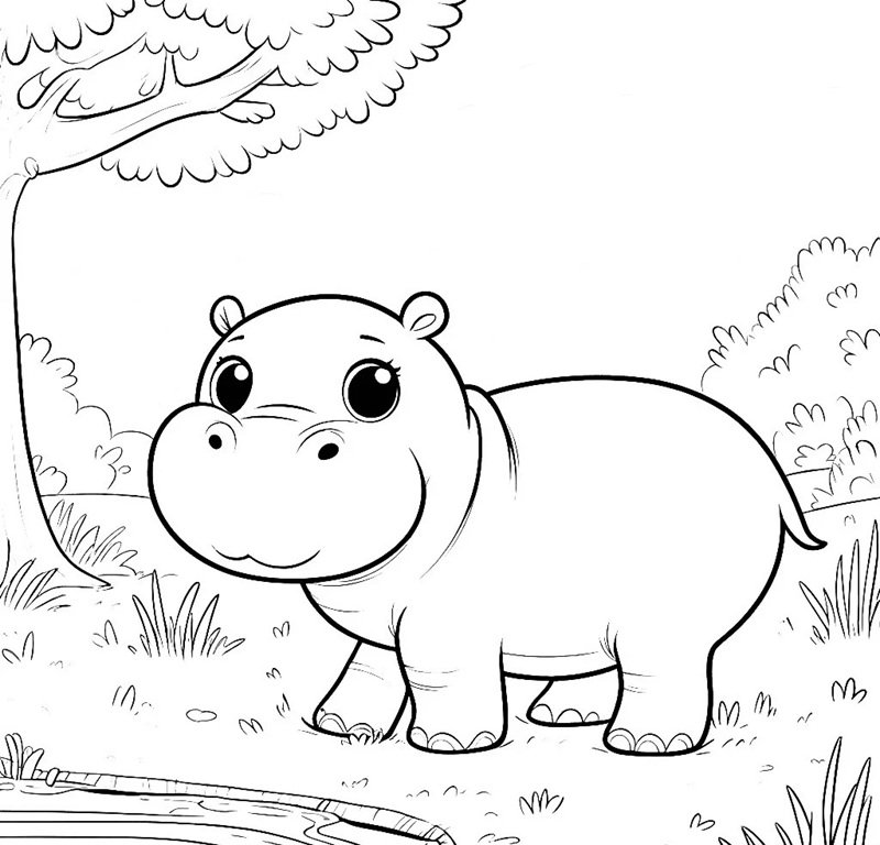 tô màu con hà mã 24