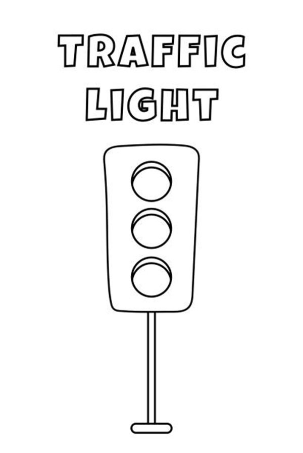 Coloring With Thick Lines For The Little Ones, Traffic Light Coloring Page