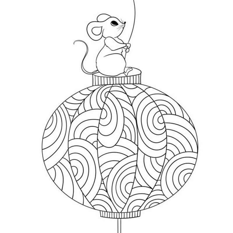 Symbol of 2020 year. Holiday coloring page, easy to change colors.