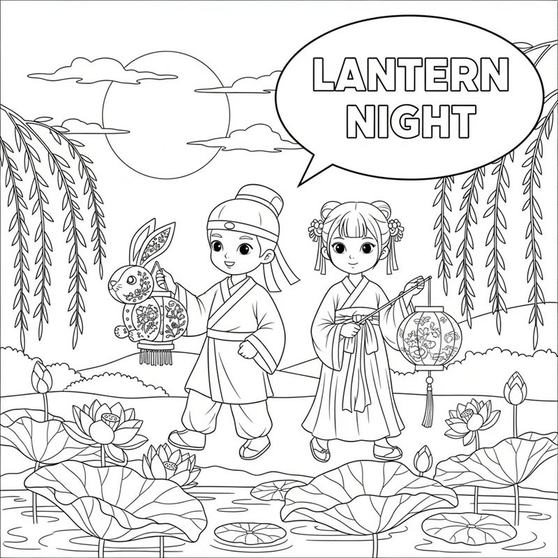 tô màu đèn lồng 24