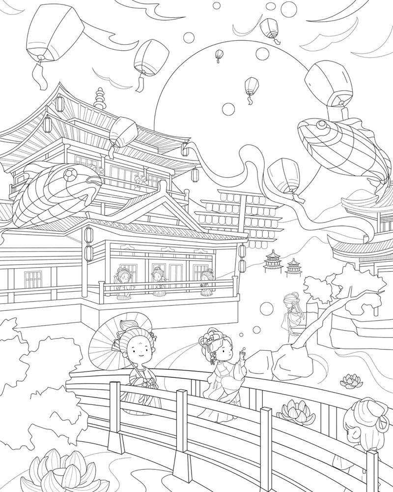 tô màu đèn lồng 27