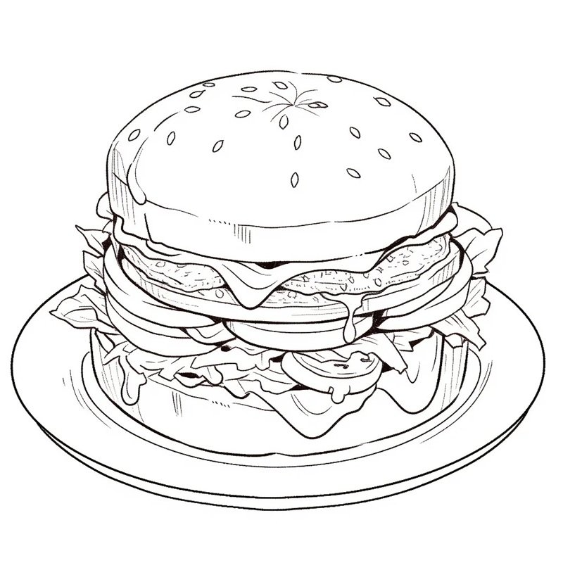 tô màu hamburger 40