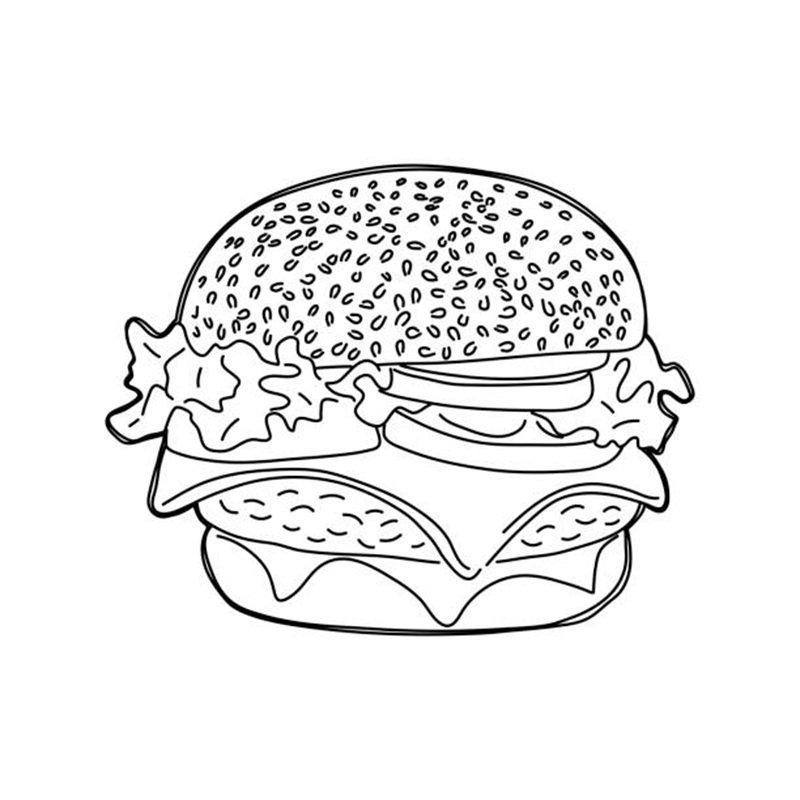 Burger hand drawn outline doodle icon. Vector.