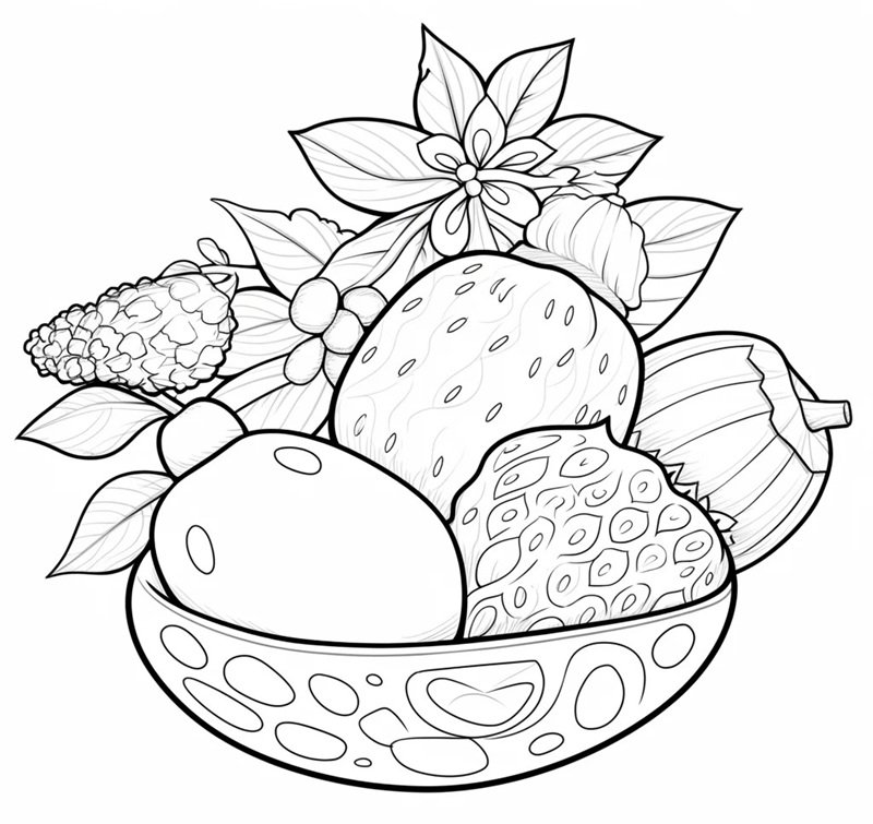 tô màu mâm ngũ quả 9