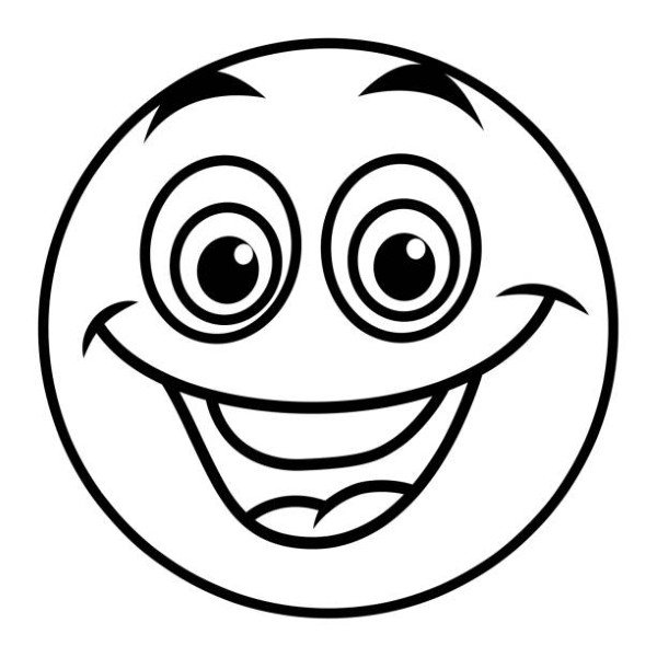 Cute outlined emoticon face, suitable for coloring – happy emoji