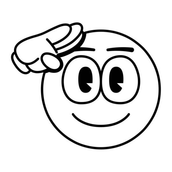 Cute Cartoon Saluting Face Emoji Isolated