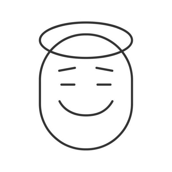 Angel smile linear vector icon. Thin line. Emoticon with halo