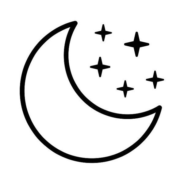 Crescent moon with stars line icon. Night icon.