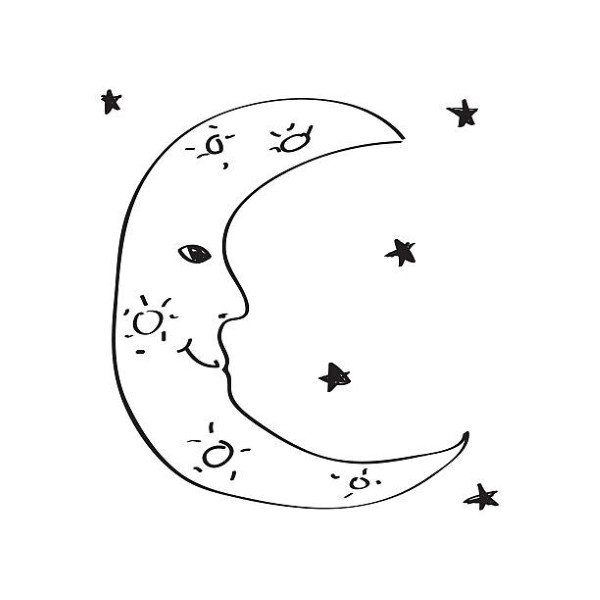 Simple hand drawn doodle of a moon