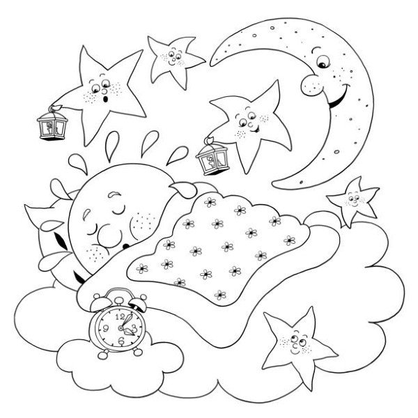 Sun, Moon and stars in the sky