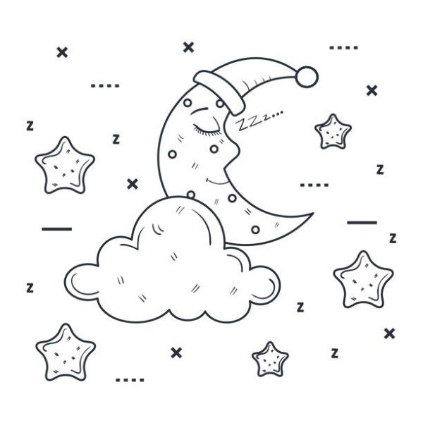 sleeping moon in nightcap isolated on blue background vector illustration