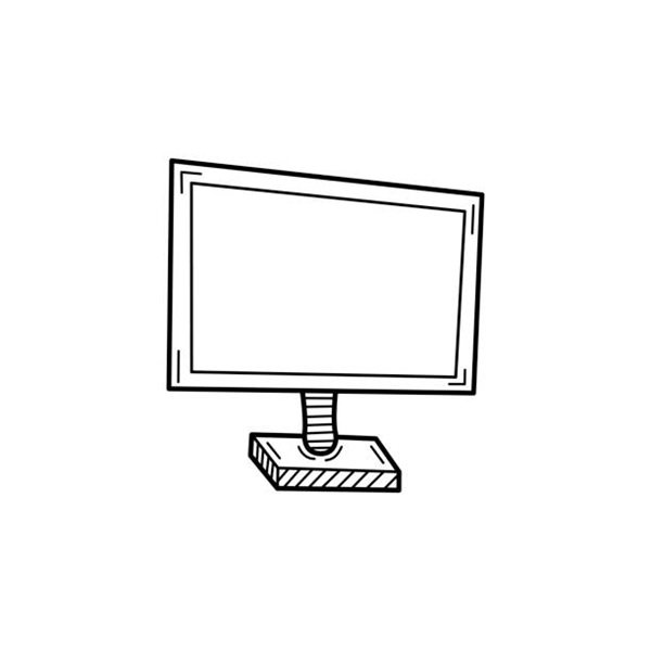 Hand drawn Monitor isolated on a white. Sketch. Vector illustration.