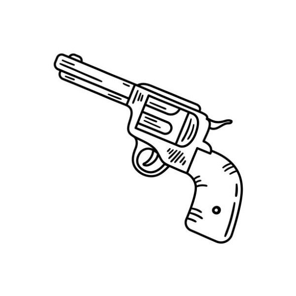 Vintage cowboy gun. Hand drawn illustration in sketch style.