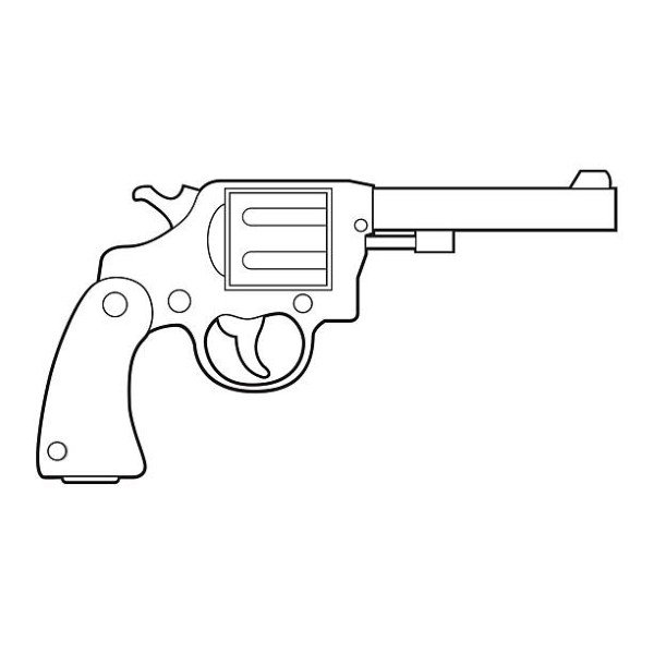 pistol gun outline vector illustration, isolated on white background. top view