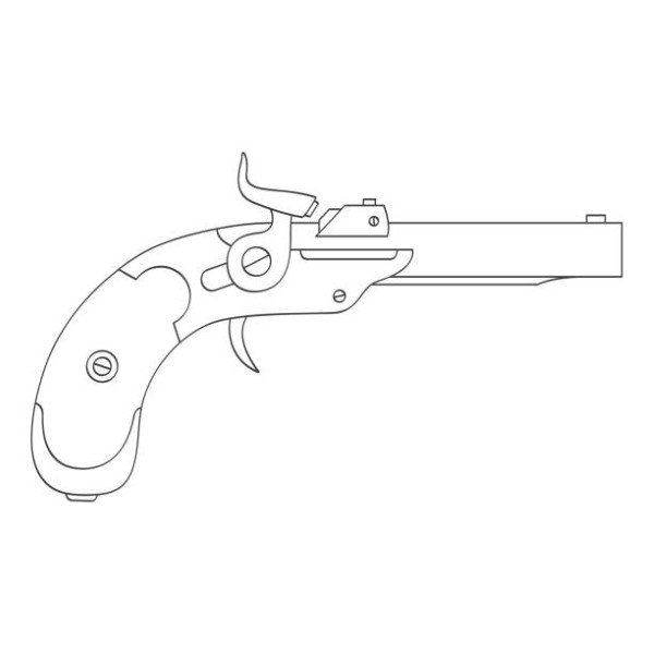 Vector monochrome icon with old pistol gun