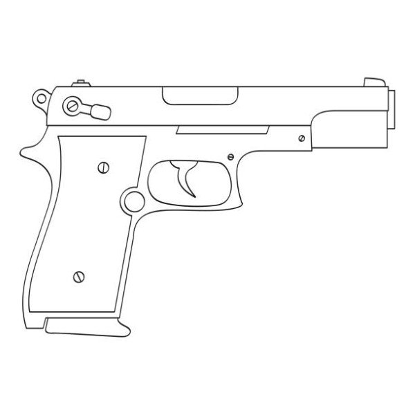 Vector monochrome icon with Pistol for your design