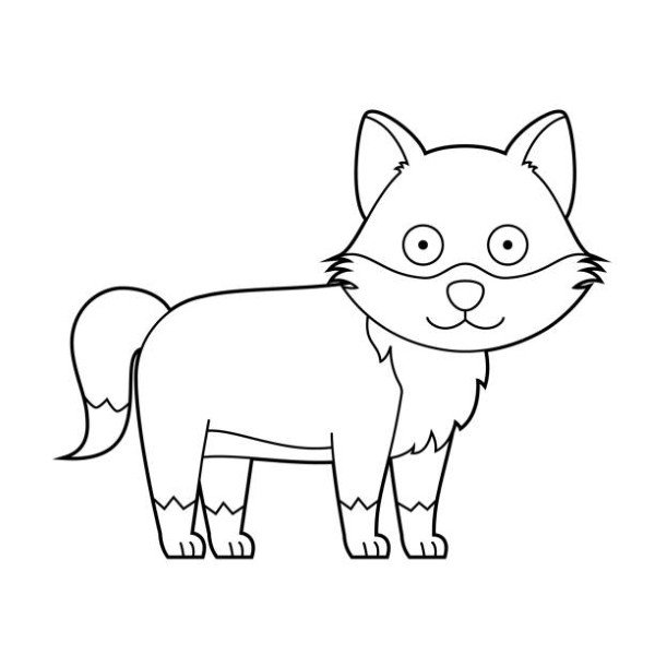 Easy coloring cartoon vector illustration of a wolf