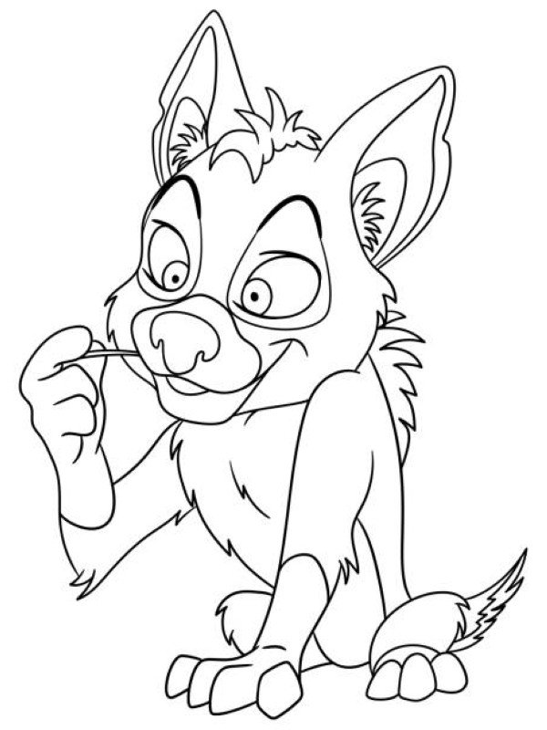 Coloring page of cartoon wolf. Coloring book design for kids.