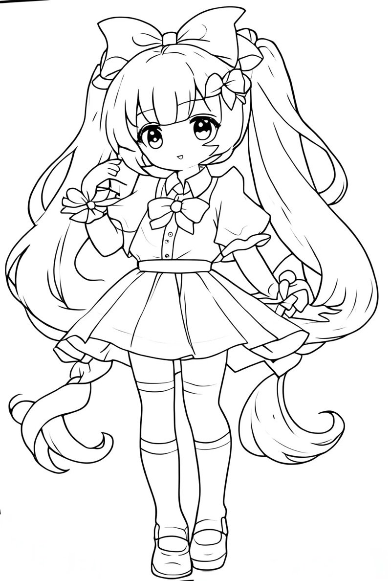 tranh tô màu anime học sinh 18