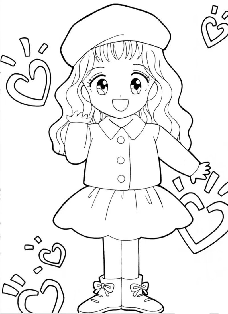 tranh tô màu anime học sinh 20