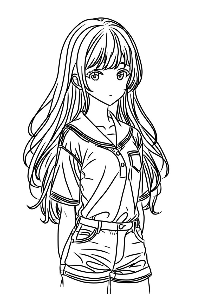 tranh tô màu anime học sinh 26