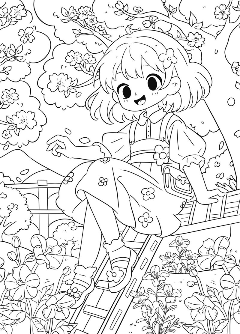 tranh tô màu anime học sinh 27