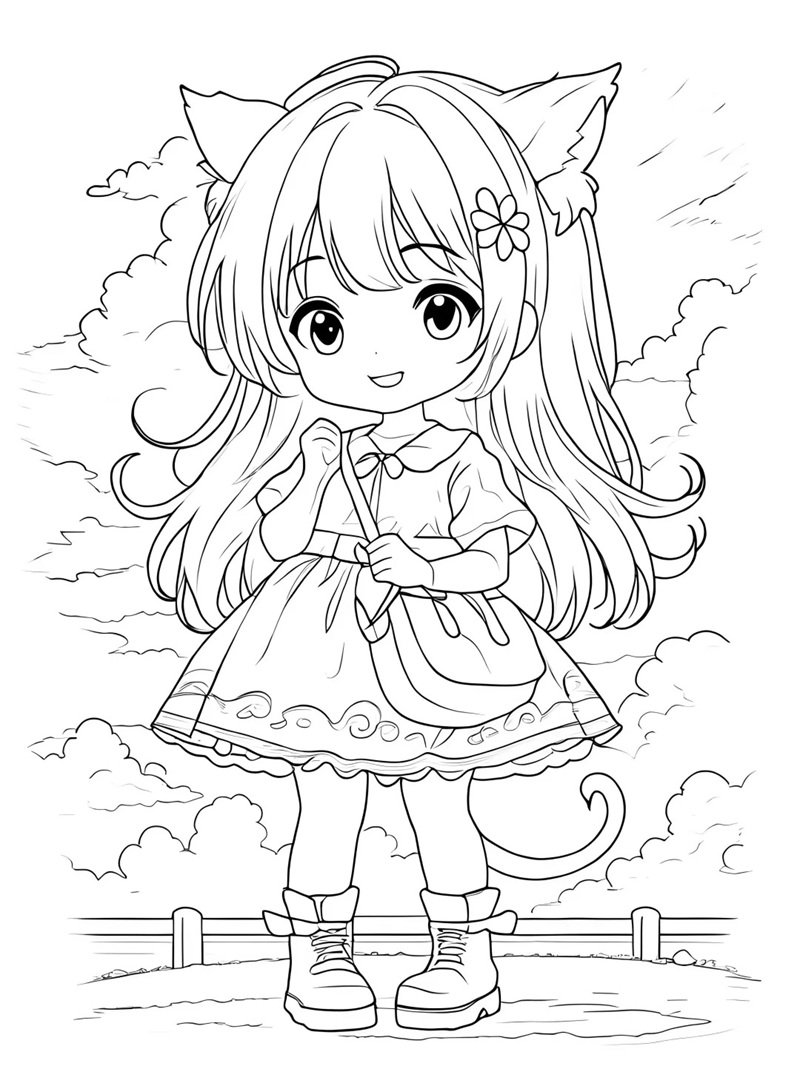 tranh tô màu anime học sinh 29