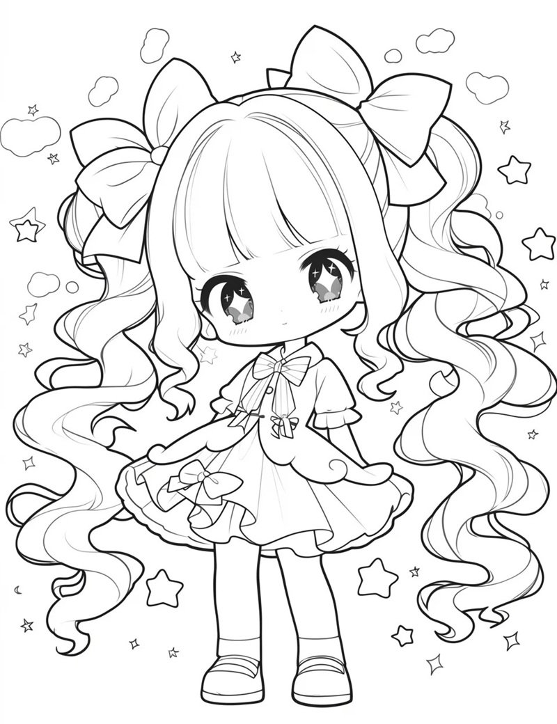 tranh tô màu anime học sinh 32