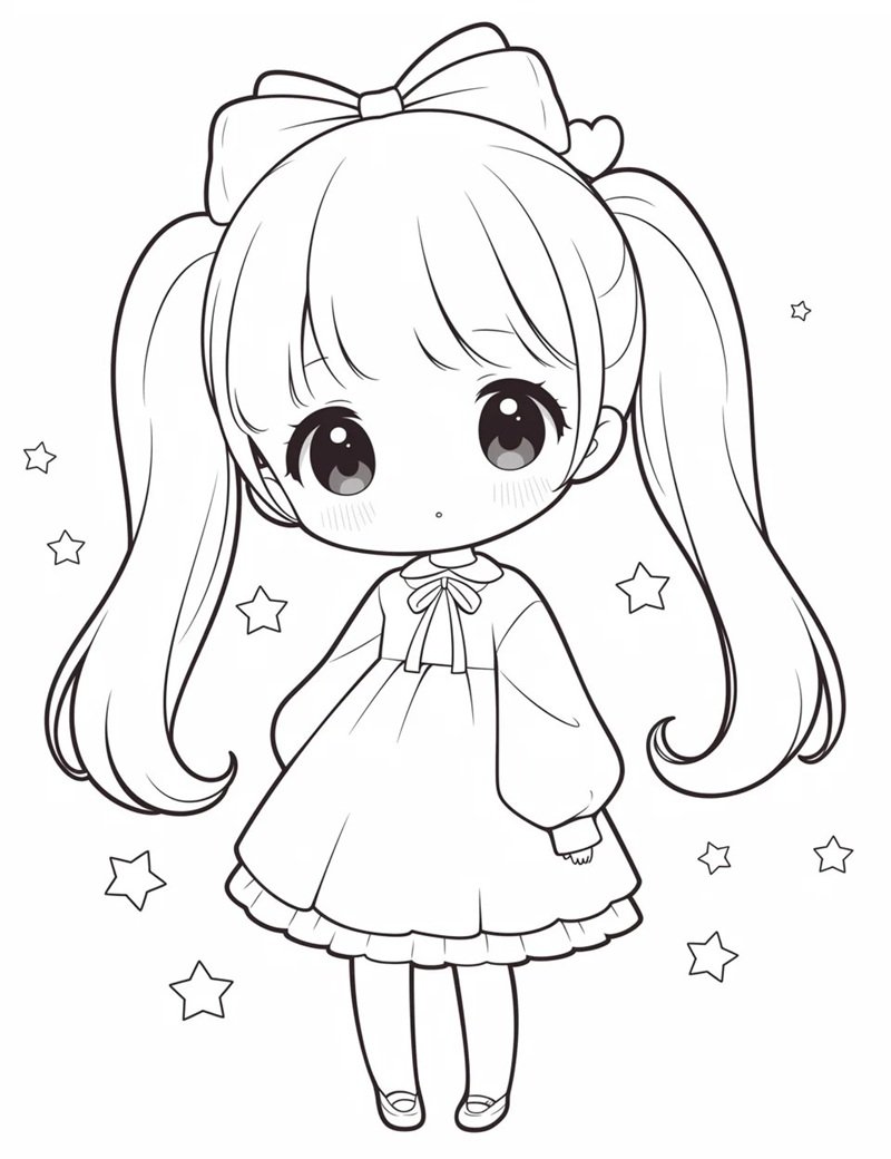 tranh tô màu anime học sinh 34