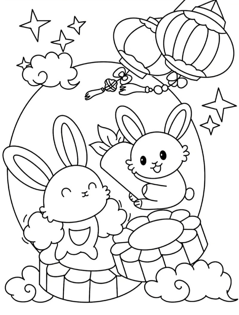 tranh tô màu bánh trung thu 25