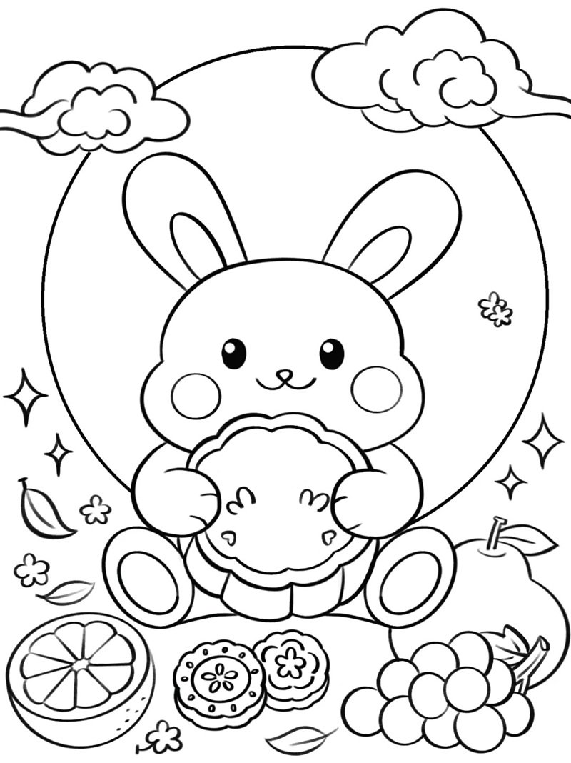 tranh tô màu bánh trung thu 32