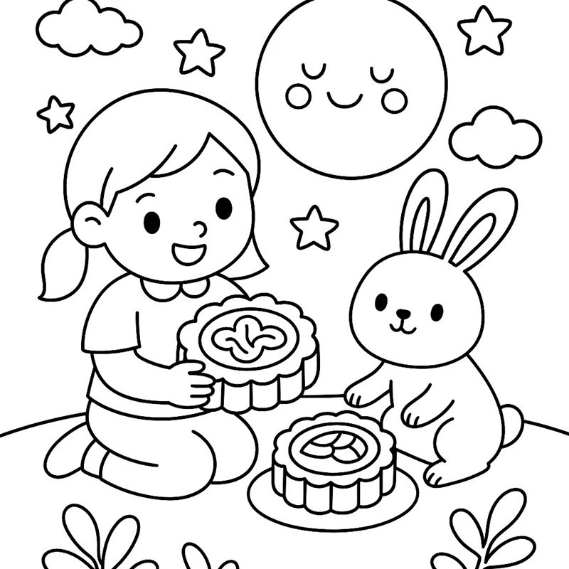 tranh tô màu bánh trung thu 7