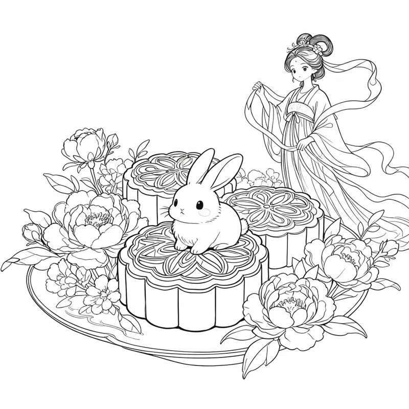 tranh tô màu chị hằng nga 10