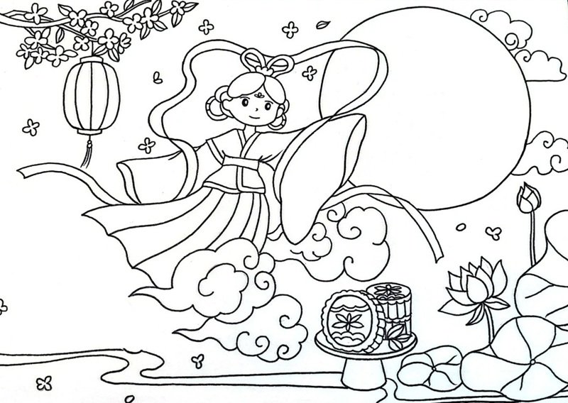 tranh tô màu chị hằng nga 11