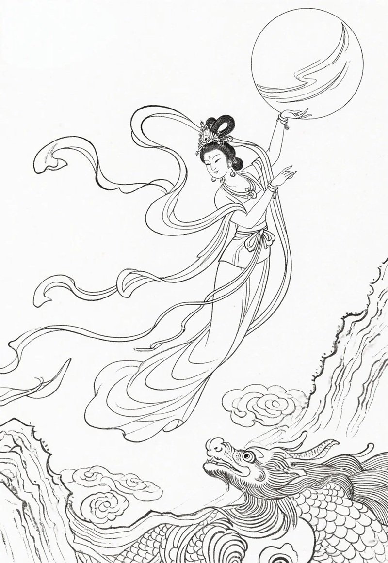 tranh tô màu chị hằng nga 14