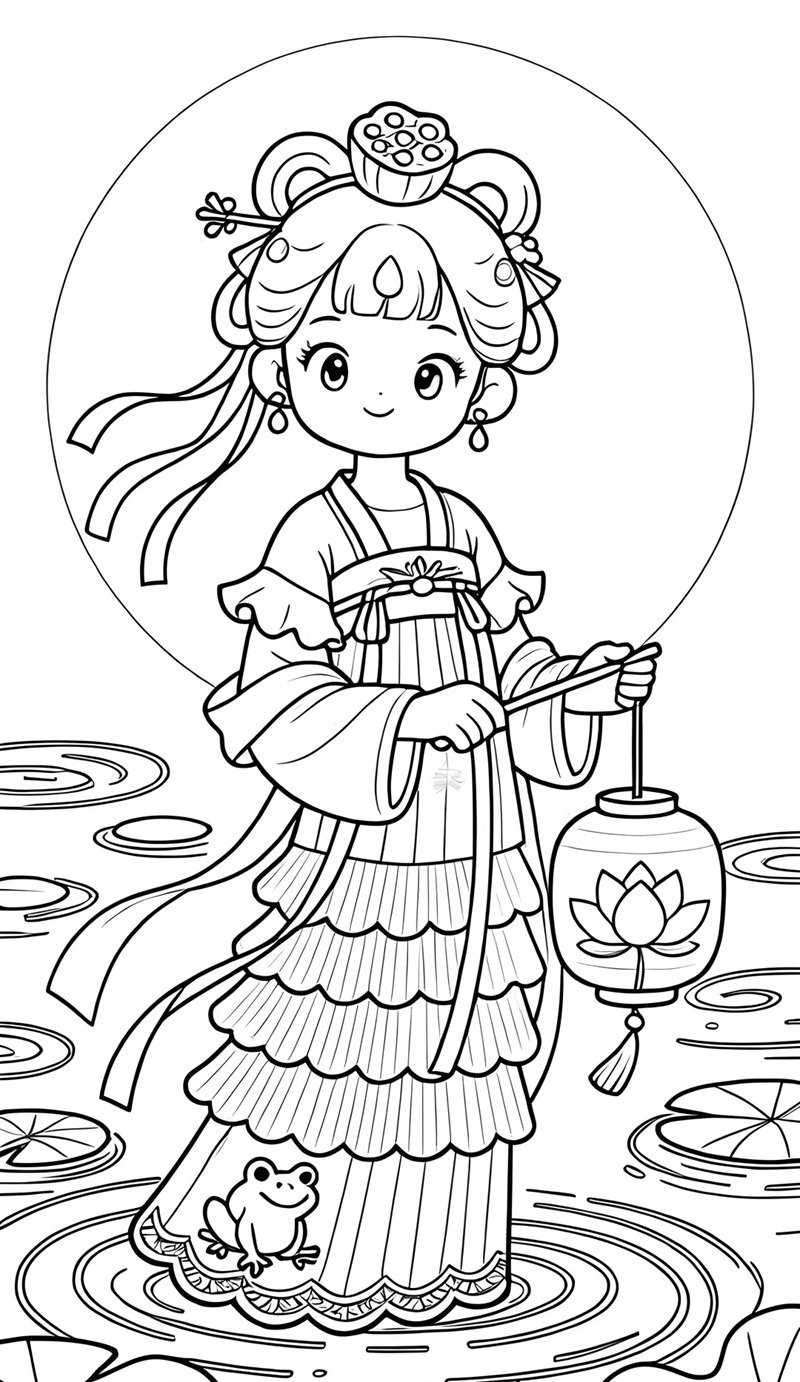 tranh tô màu chị hằng nga 17