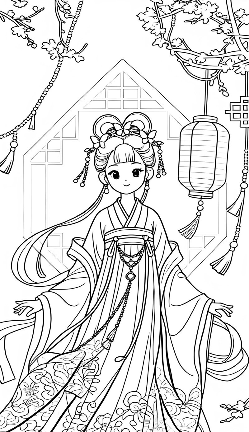 tranh tô màu chị hằng nga 18