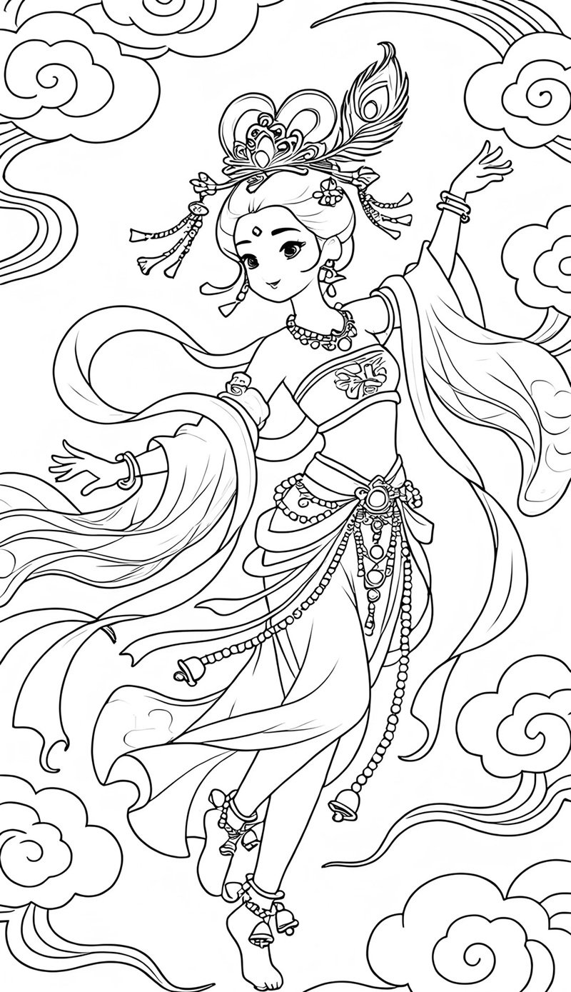 tranh tô màu chị hằng nga 19