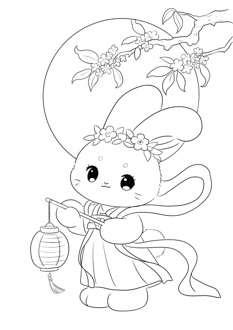 tranh tô màu chị hằng nga 25