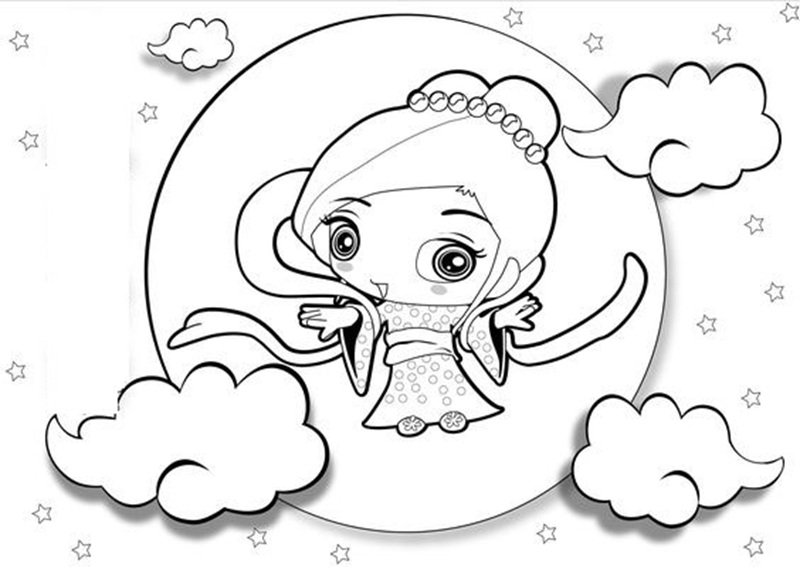 tranh tô màu chị hằng nga 3