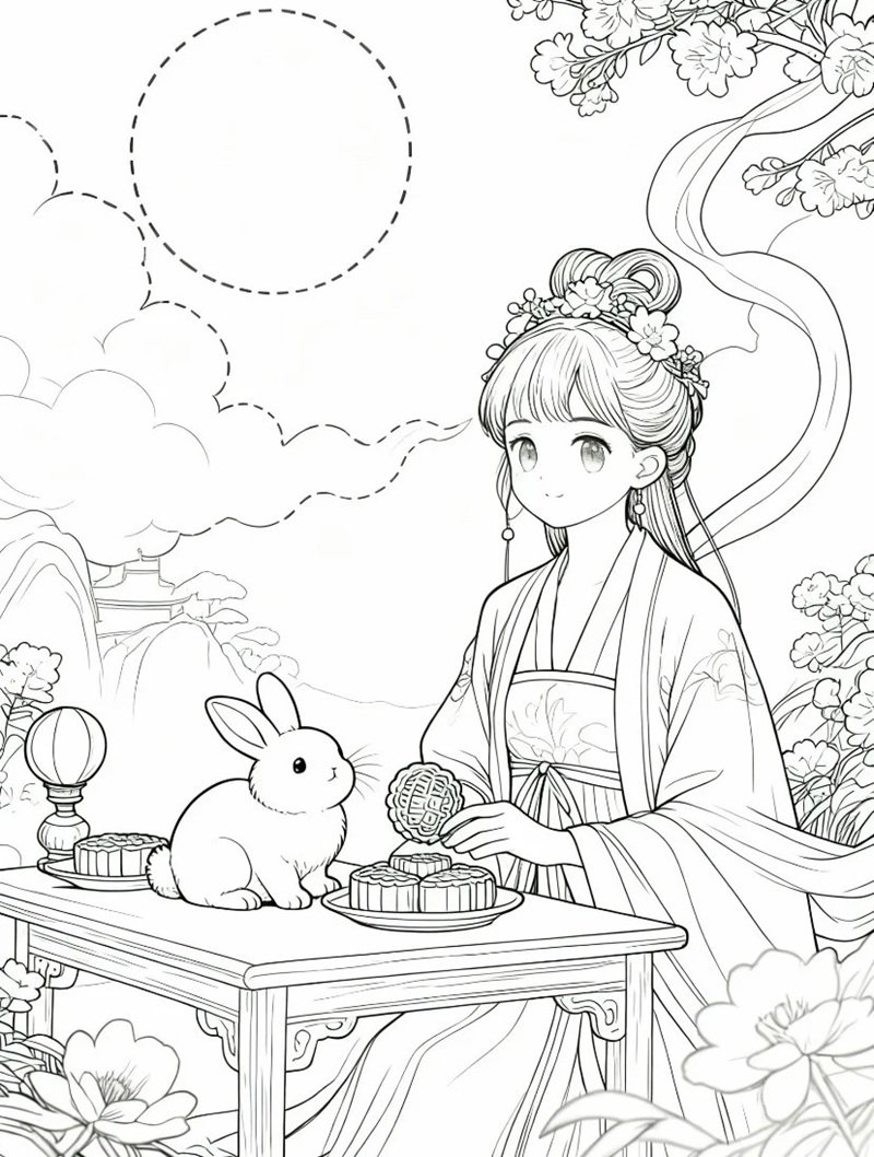 tranh tô màu chị hằng nga 31