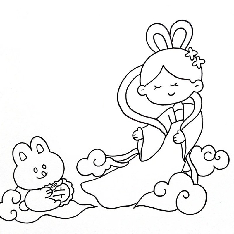 tranh tô màu chị hằng nga 33