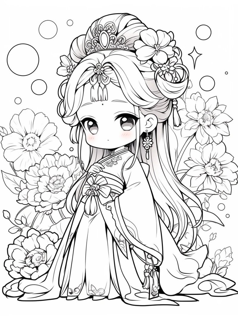 tranh tô màu chị hằng nga 34