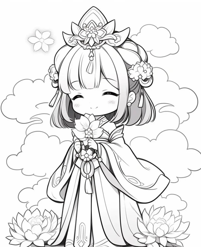 tranh tô màu chị hằng nga 6